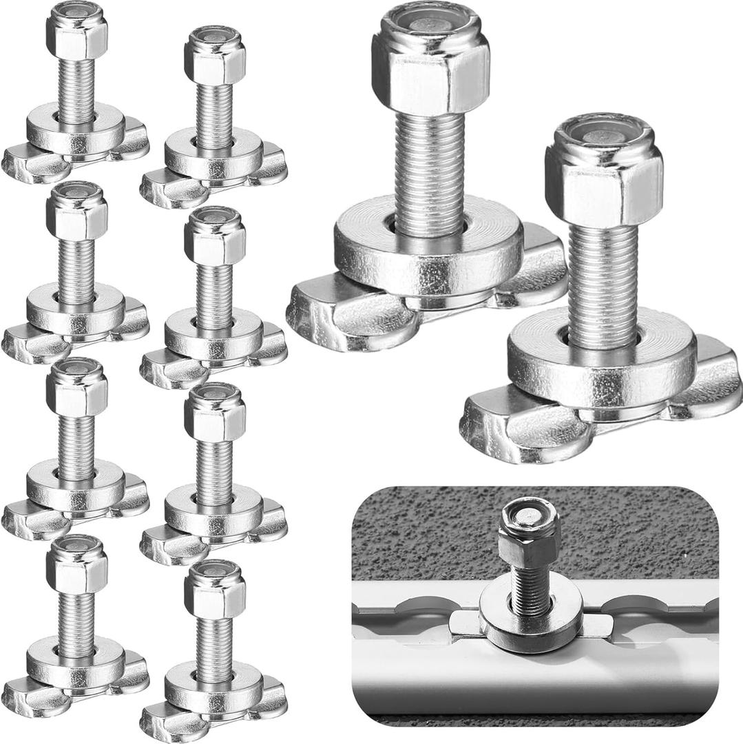 Tandefio 10 Pcs L Track Double Lug Threaded Stud Nut Fitting Tie Down Bearing 5500 LBS Using with L Track Rail to Create Heavy Duty Bolt Down Anchor Points for Trailer Truck Bed Cargo Control (Silver) Tandefio 10 Pcs L Track Double Lug Threaded Stud Nut Fitting Tie Down Bearing 5500 LBS Using with L Track Rail to Create Heavy Duty Bolt Down Anchor Points for Trailer Truck Bed Cargo Control (Silver)