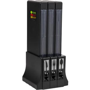 Mind Reader Utensil Dispenser, Silverware Organizer, Plastic Fork Spoon Dispenser, Kitchen, 10.25" L x 10.75" W x 24.5" H, Black