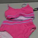 BMJL Women's High Waisted Bikini Ribbed Two Piece Swimsuit High Cut Color Block Adjustable Straps Bathing Suit (Hot Pink043)