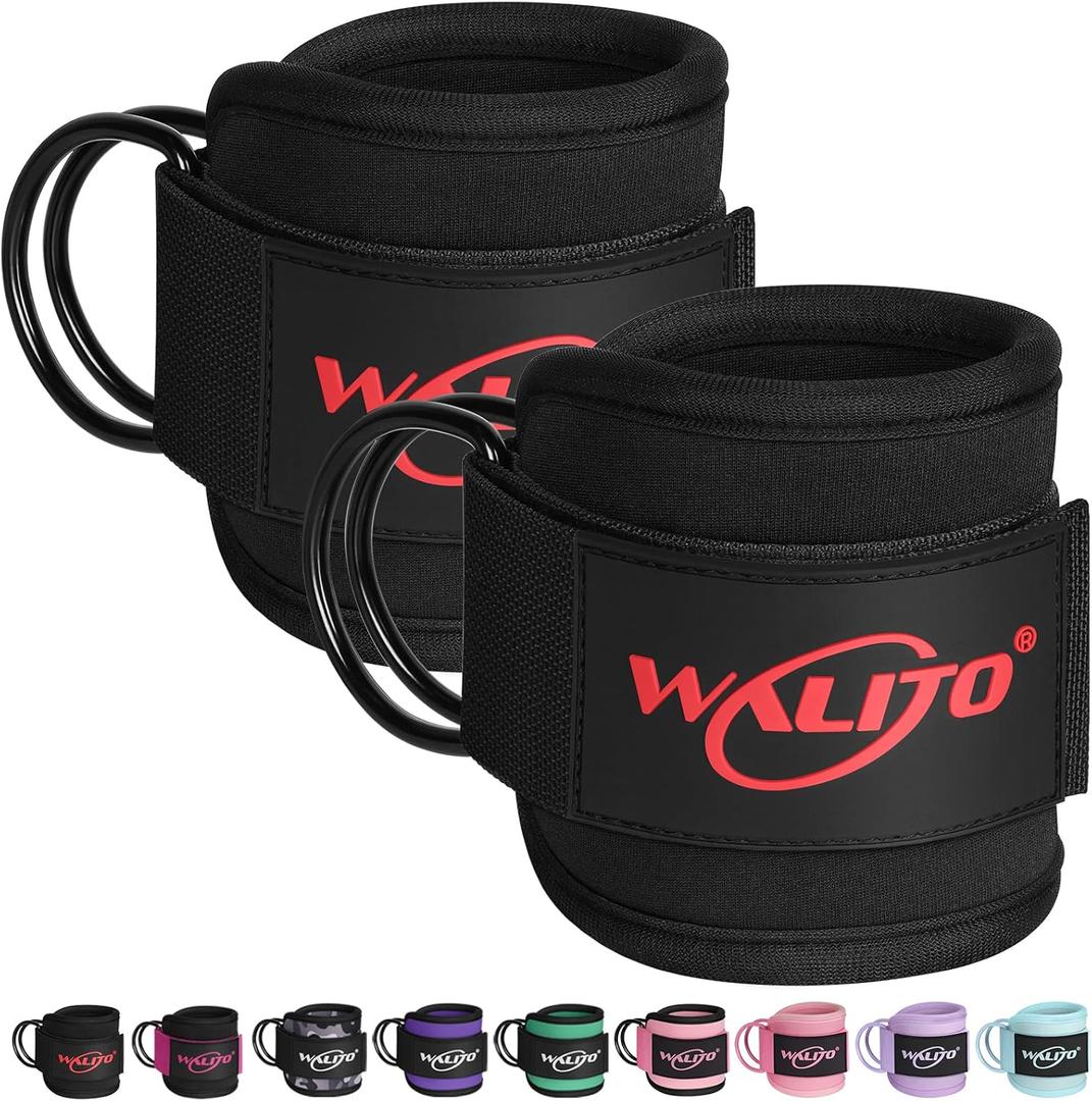 WALITO Gym Ankle Straps for Cable Machines Women & Men - Glute Kickback Ankle Cuff, Adjustable Cable Machine Accessories for Leg Extensions, Hip Abductors & Lower Body Workouts