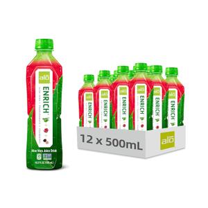 ALO Aloe Vera Juice Drink | ENRICH - Pomegranate + Cranberry | 16.9 fl oz, Pack of 12 | Plant-Based Drink with Real Aloe Pulp, BB DEC162026