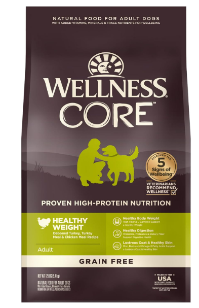 Wellness CORE Grain-Free High-Protein Small Breed Dry Dog Food, Natural Ingredients, Made in USA with Real Meat (Adult, Healthy Weight, 12-Pound Bag)