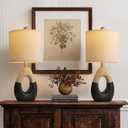 OYEARS 19" Table Lamps Set of 2, Bedside Lamps for Bedroom, Boho Lamps for Living Room, Rustic Lamps for Office, Vintage Design Nightstand Lighting (Bulb Not Included, Black)