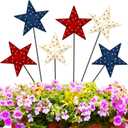 Pickmesh 6 Pcs 12" H Patriotic Yard Decor Outdoor Metal Yard Sign 4th of July Garden Stake Red White Blue 250th Anniversary USA Flag American Lawn Sign for Memorial Day Independence Day Decoration