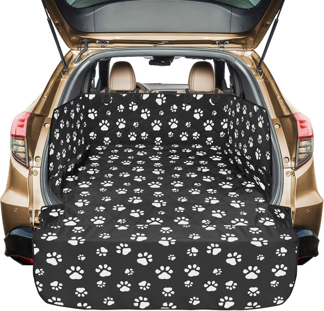 Veckle SUV Cargo Liner for Dogs with Side Flaps, Large (54" x 93") Water Resistant Trunk Cover, Non-Slip Pet Area Protector with Bumper Flap, Universal Fit for SUVs Sedans Vans, Paw Print