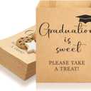 Teenyyou 100 Pcs Graduation Party Favors 2026 Congrats Grad Treat Bags 5 x 7'' Graduation Is Sweet Kraft Paper Bag Small Gift Wrapping for Cookie Candy Popcorn Snack Supplies(Brown)