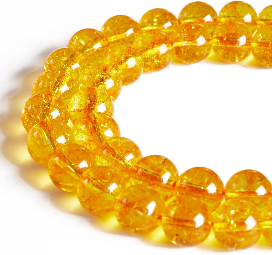 60pcs 6mm Citrine Beads Natural Gemstone Beads Round Loose Beads for Jewelry Making