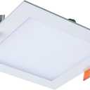 HALO HLB 6 in Square Canless Ultra-Thin LED Recessed Lighting Wafer Light, 900 Lumens, 5 Selectable Color Temperatures 2700K-5000K, Wet Rated, Energy Star Certified for Ceiling and Shower