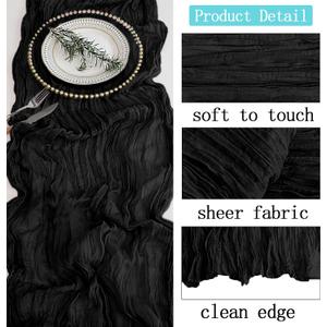 3 Pack Black Cheesecloth Table Runner 20 x 120 inch Gauze Table Runners 10 FT Long,Semi Sheer Boho Cheese Cloth Fabric Table Runner Bulk for Wedding,Party,Baby Shower,Bridal Shower Decoration
