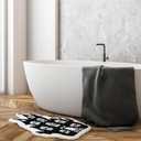 Halloween Castle Bathroom Rug Flocking Door Bath Mat for Kids Shower Bat Mat Decoration Non Slip Washable Bath Rug for Bathroom Shower