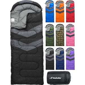 MalloMe Sleeping Bags for Adults Cold Weather & Warm - Backpacking Camping Sleeping Bag for Kids 10-12, Girls, Boys - Lightweight Compact Camping Essentials Gear Accessories Hiking Sleep Must Haves (Panther Black)
