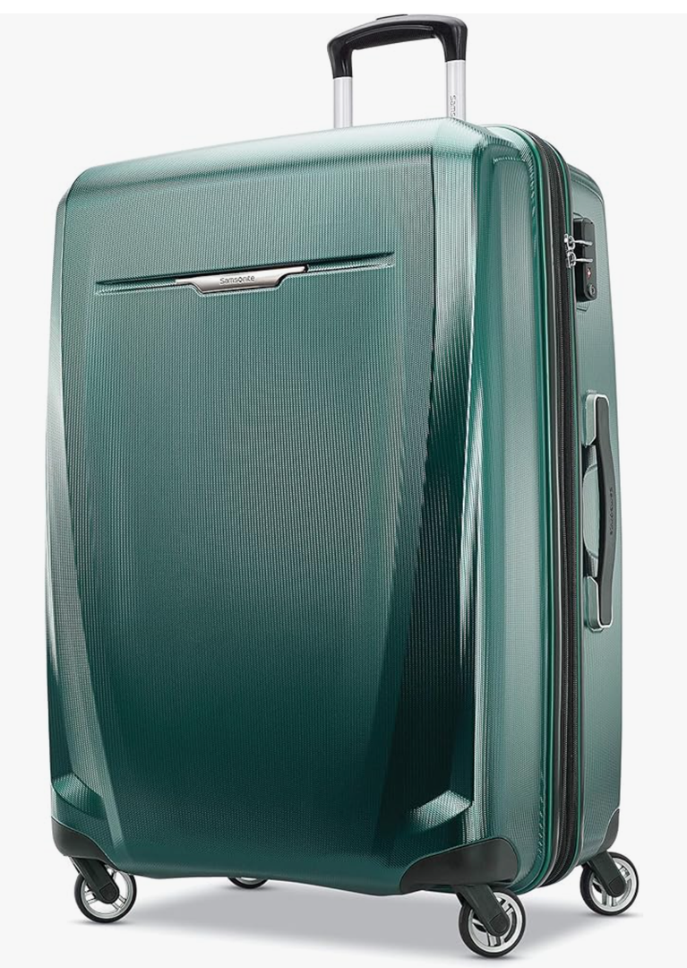 Samsonite Winfield 3 DLX Hardside Expandable Luggage with Spinners, Checked-Large 28-Inch, Emerald