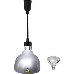 Hanging Food Heat Lamps Ceiling Food Warmer with Infrared Bulb Warming Lamps Retractable Style (Dia25cm(Silver))