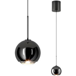 ziidoo Modern Black Pendant Light Globe Chandelier,Arbitrarily Adjustable Electroplate Hanging Lamp for Kitchen Island Bedroom LED Ceiling Lights Fixture Small Round Dining Room Bedside Lamp