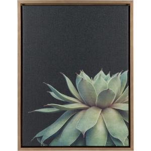 Kate and Laurel Sylvie Succulent Plant Framed Canvas Wall Art, Botanical Green with Black Background, 18x24 Gold, 18" x 24" 1.6"
