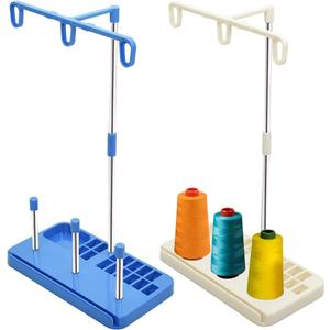 Vuzvuv 2 Pack Thread Holders - Organizer for Embroidery & Sewing Machines, Holds 3 Spools, Suitable for Beginners & Adults, White-Blue