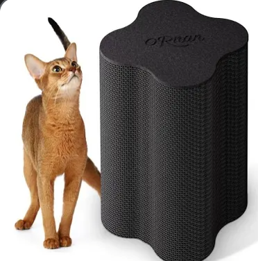 ORNAN Art Cat Scratching Post – Black,Four Leaf Clover Shape,Environmentally Friendly Corrugated Paper,Simple Design – for All Cats,Vertical Cat Scratching Board,Protecting Furniture Cat Scratch Pad.