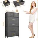 Mifuro Tall Dresser for Bedroom, Vertical Storage Organizer Tower with 6 Drawers, Chest of Drawers with Fabric Bins, Steel Frame, Wood Top for Bedroom, Closet, Entryway- Grey