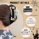 3PCS Halloween Hair Claw Clip Large Square Hollowed Shark Claw Clips for Thick Thin Hair Spider Web Pumpkin Ghost Skull Design Hair Clips Exquisite Matte Halloween Hair Accessories for Women Girls