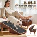 Dog Stairs for Small Dogs 16" H - Upgraded Non-Slip Dog Ramp for Couch, Foldable 2-in-1 Pet Ramp and Ottoman, Pet Stairs for Puppy, Pet Steps with Solid Wood Frame (Brown)