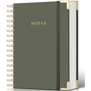 ALKALO Spiral Notebook Journal, 328 Pages Linen Hardcover College Ruled Notebook, Lined Thick Journals for Women Men, A5 Thick Spiral Journal for Writing, 100GSM Paper, Cute Notebooks for Work School