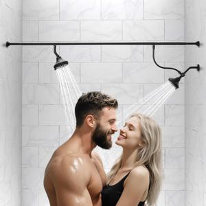 Dual Shower Head for Couples - High Pressure Adjustable Two Showerhead System with 4 Spray Modes, Easy Installation & Anti-Leak Design, Perfect for Two-Person Bathrooms (Black)