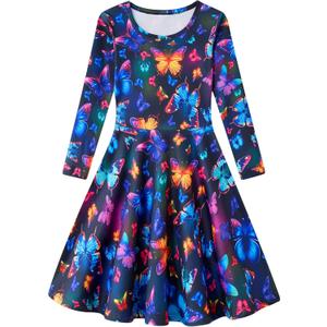 Funnycokid Girls Dress Size 8-9 Long Sleeve Kids Clothes