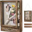 AW BRIDAL 11X16 Large Shadow Box Picture Frames Deep Shadow Boxes Display Cases with Removable Shelves and Drawers, Brown Wooden Memory Boxes for Keepsakes with Slot Christmas Decorations Gifts