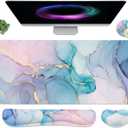 4-in-1 Large Gaming Mouse Pad, Keyboard Wrist Rest Pad & Wrist Support Mousepad Set, Extended Desk Pad Waterproof Desk Mat for Home Office Study Game - Blue