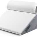 Sasttie Wedge Pillow Set for After Surgery, Adjustable Orthopedic Bed Wedge Pillow Set for After Surgery, Sleeping, Acid Reflux, Back Pain, and Recovery, Dark Grey & White (12 Inch + Head Pillow)