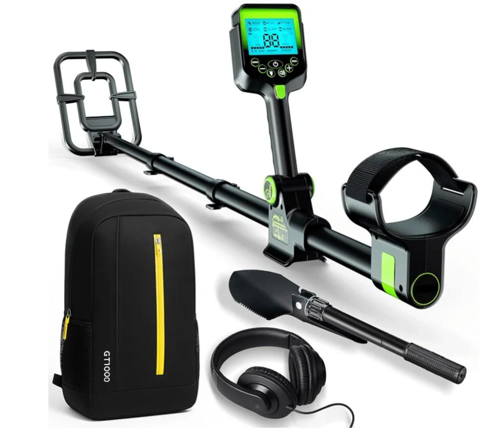 Metal Detector for Adults Waterproof - 2000Amh Chargeable Professional Cordless Gold Detector with LCD Display, Retractable Foldable Higher Accuracy Metal Detector with 10" IP68 Coil - Green