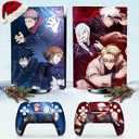 4 x Console PS5 Cover Skin Anime Style - Red/Blue Design PS5 Skin Cover for Disc Version, PlayStation 5 Skins for Console and Controller, Easy to Install - Scratch- and Fade-Resistant PlayStation 5 Cover