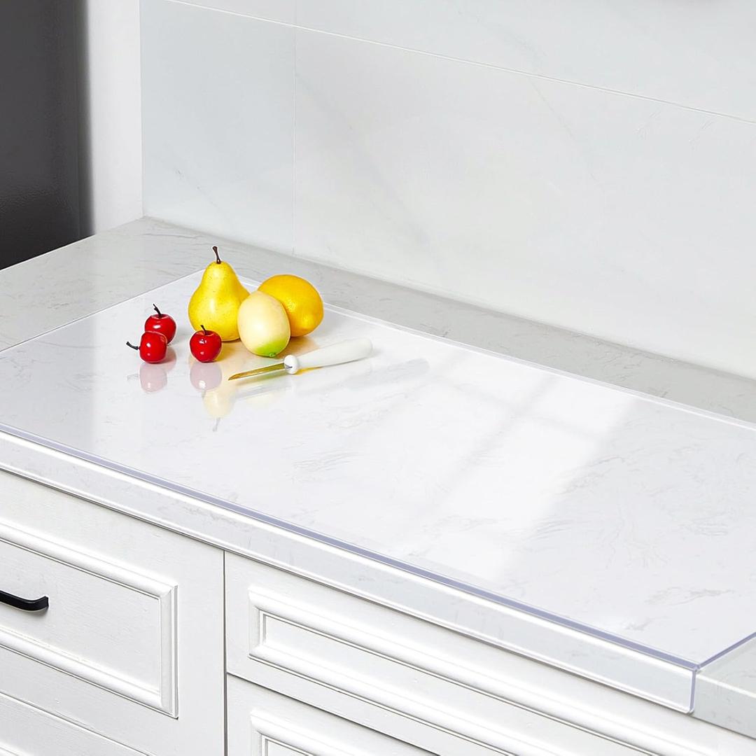 Wesiti Large Acrylic Cutting Board with Lip Non Slip 47"L X 22"W Clear Cutting Board Chopping Acrylic Countertop Protector Cover Shatter Resistant for Home Restaurant Kitchen Sink Stove