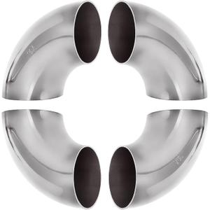 4 Pack 304 Stainless Steel Mandrel Bend Elbow, 90 Degree Exhaust Elbow Pipe, 2.5 Inch OD Mandrel Elbow, Thickness 16GA/.065" for Car Modified Exhaust Elbow Pipe, Stair Handrail, Exhaust System