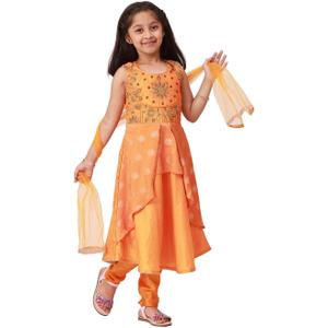Ashwini Girls Salwar Suit With Neck Embroidery Work | Readymade Indian Kids Ethnic Salwar Suit