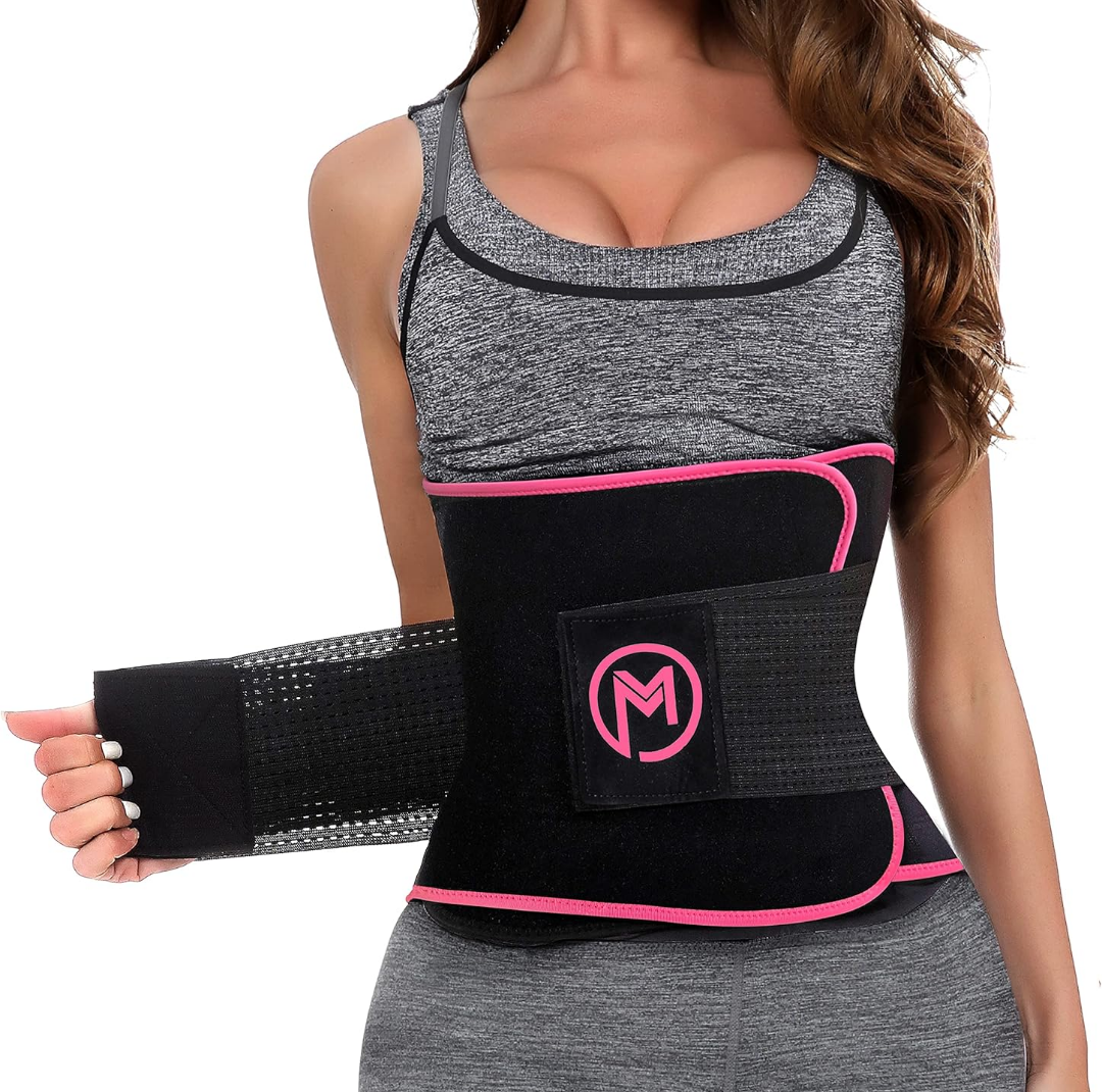 MERMAID'S MYSTERY Waist Trimmer for Women and Men - Sweat Bands for Stomach - Sweat Belt for High-Intensity Training Workouts, L