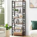 HOMBAZAAR 7 Tier Bookshelf,84 inch Tall Industrial Bookcase with Metal Frame and Open Shelves,Rustic Heavy Duty 7 Shelf Bookcase, Office Book Shelves for Living Room and Bedroom,Brown, 7 Tier -11.8"D x 23.6"W x 83.8"H