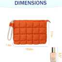 Puffy Quilted Makeup Bag Cosmetic Bag Equipped with a Detachable Handle Cute Zipper Pouch for Storage Clutch for Women(Orange)