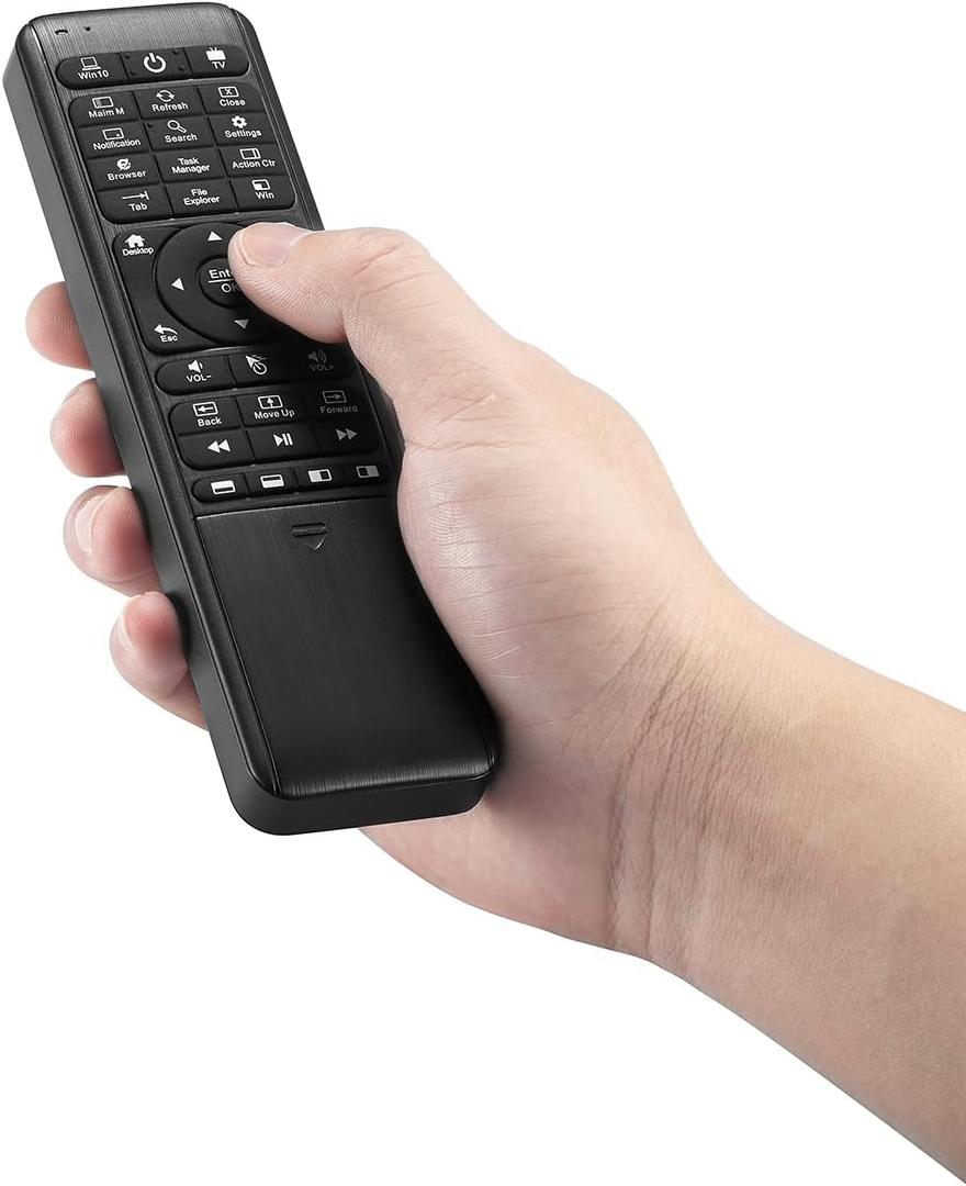 Pepper Jobs W10 GYRO Air TV Remote, QWERTY Keyboard Fly Mouse for Win 11/10, LED Backlit Keyboard mini PC Controller, 6-Axis Gyro w/Learning Remote Control Function