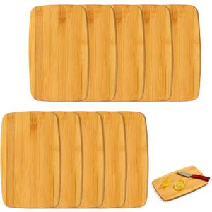Yinkin 10 Pcs Bulk Wood Cutting Board Bamboo Wooden Chopping Board Charcuterie Serving Tray Laser Engraving Blanks for Pizza Bread Cheese Kitchen DIY Christmas New Year Housewarming Gifts, 6" x 9"