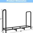 4ft Firewood Rack Holder with Cover, Adjustable Heavy Duty Fire Log Stacker Stand for Fireplace, Outdoor Indoor Metal Wood Pile Storage Organizer, Patio Logs Stand tool, Black