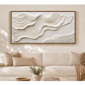 Large Framed Abstract Textured Geometric Line Canvas Wall Art, 32"L x 16"W