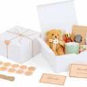 Mystella White Gift Boxes with Lids 8x8x4 Inch - 10 Pack Present Boxes for Gift Wrapping, Bridesmaid Proposal, Wedding, Birthday, Party Favors - Includes Twine, Stickers & Greeting Cards