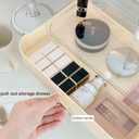 2 Pack Stackable Makeup Organizer with Drawers, Bathroom Storage for Eyeshadow Palettes, Cosmetics, and Beauty Supplies. Ideal for Vanity Counter, Cabinet, Entryway Table, Desk