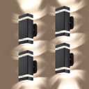 LMP 4 Pack LED Square Up and Down Lights Outdoor Wall LightBody in Aluminum Waterproof Outdoor Wall Lamps3000k 5W with Certificate ETL