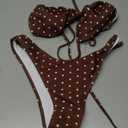 WDIRARA Women's Polka Dots Bikini Set Halter Triangle Swimsuit 2 Piece Bathing Suit Small