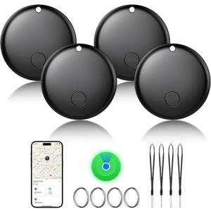 Air Tracker Tags-4 Pack Tracker Tag Work with Apple Find My (iOS 14.6 Above Only) Smart Tag Item Finders for Key, Luggage, Backpacketc. (Black, 4 Pack)