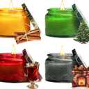 Christmas Scented Candles Gift Set - Holiday Soy Wax Candles with Festive Scents - Christmas Tree, Fireplace, Cinnamon, Mulled - Great Gifts for Women, Home Decor, 4 Pack