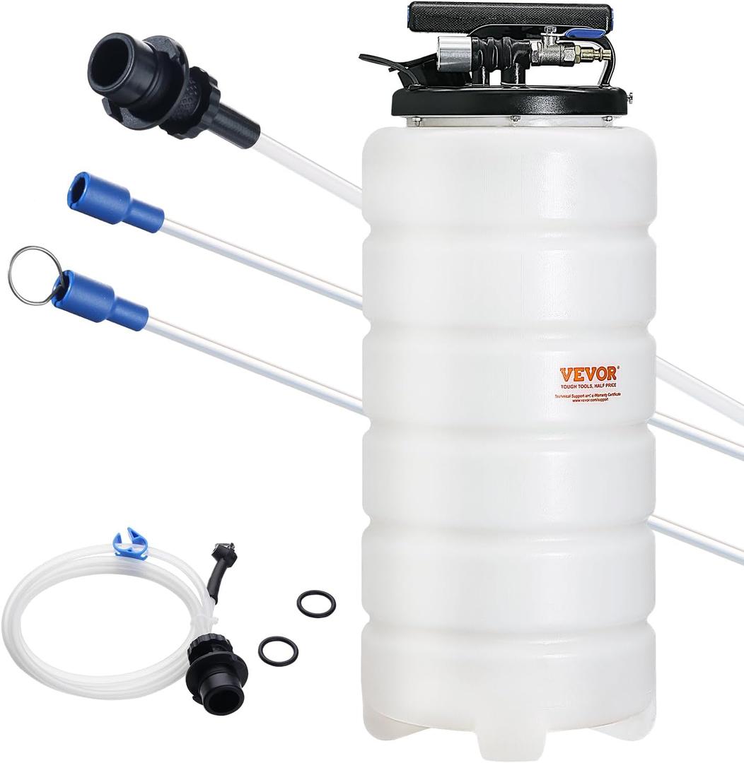 VEVOR 15L Pneumatic/Manual Fluid Extractor Pump, Oil Changer Vacuum Fluid Extractor, Oil Extractor Change Pump for Automotive, Oil Change & Fluid Change Tool with Dipstick and Suction Hose, Style: 15L Pneumatic/Manual