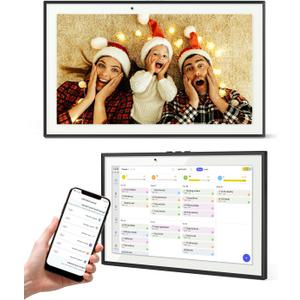 15.6 Inch Digital Calendar Chore Chart, Smart Digital Calendar Wall Planner Picture Frame with HD Touch Screen, Desk & Wall Mount Planner for Family Schedules(Black)